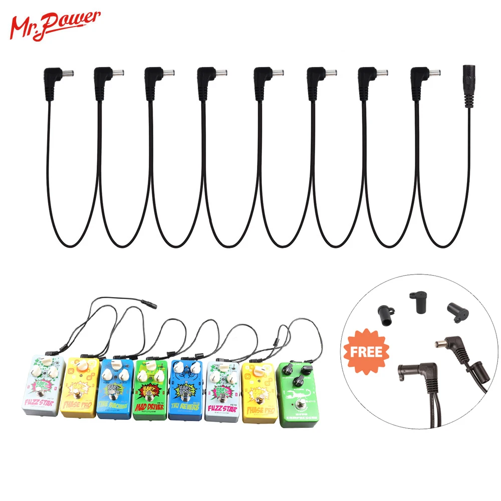 8 Ways Guitar Effect Daisy Chain Electrode Cable Pedal Cord With Insulated Caps Pedal Power Supply Adapter