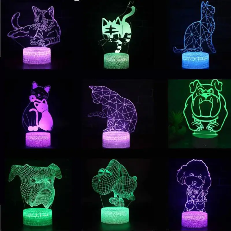 Кошка 3D огни Рождественские декоративные детская комната украшение собака