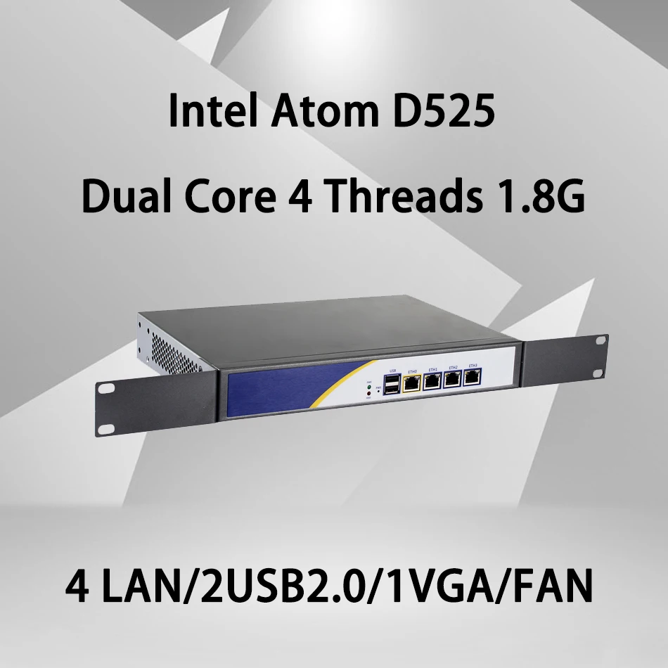 Брандмауэр Mikrotik Pfsense сети VPN Security Appliance маршрутизатора ПК Intel Atom D525 [HUNSN RS01] (4LAN/2USB2.