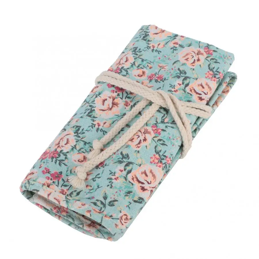 Pencilcase школьные принадлежности цветочный рулон печати макияж карандаш занавес