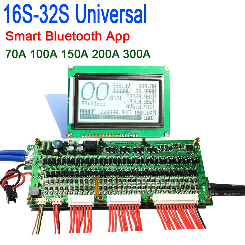 8S ~ 32S смарт Дисплей 300A 200A 100A литий Батарея Защитная плата 16S 20 24S BMS lifepo4 LTO ионный