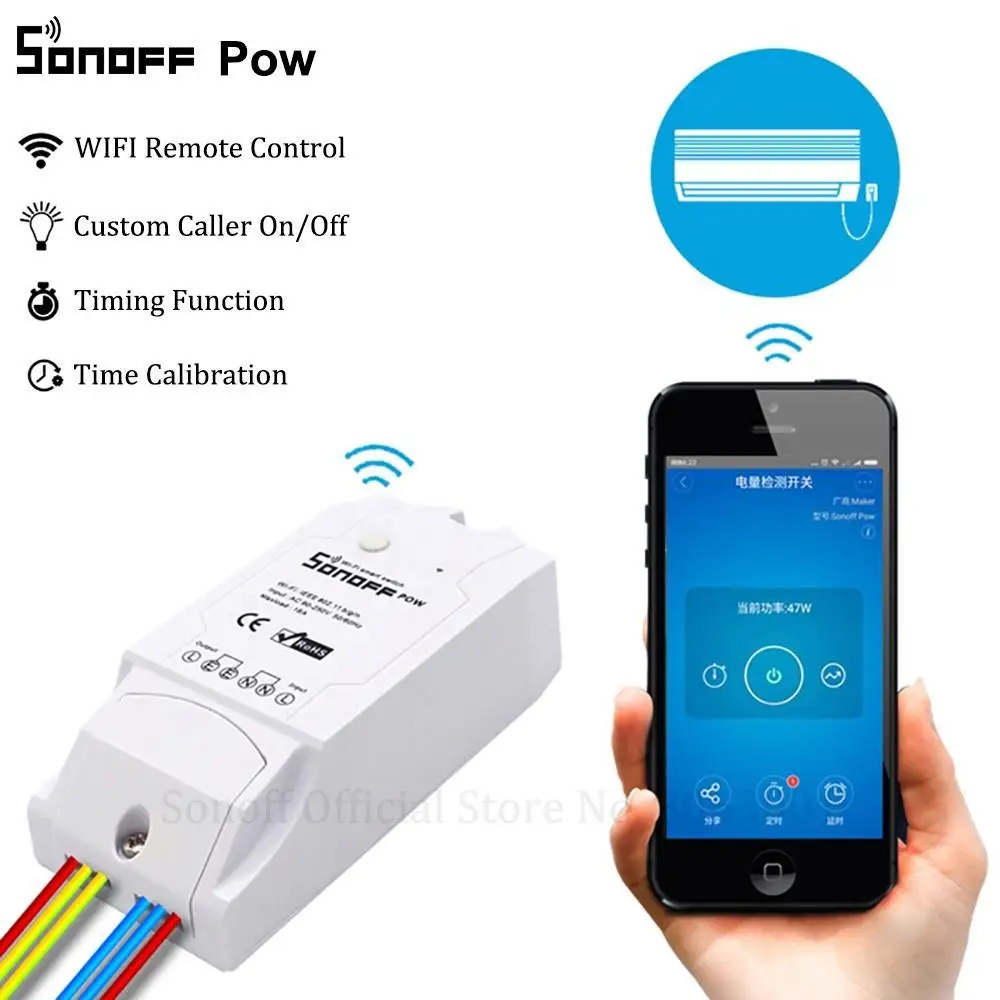 Sonoff Pow Smart Wifi Switch Controller With Real Time Power Consumption Measurement 15A/3500w Home Device Via Android IOS | Электроника
