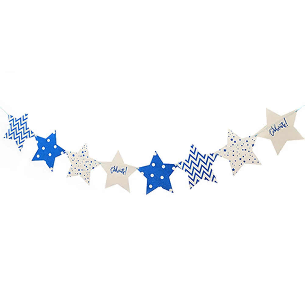 Party Supplies Star Paper Banner Hanging Decor Garland 2M Blue Wedding Baby Shower Bunting Dotted Stars INS Style | Дом и сад