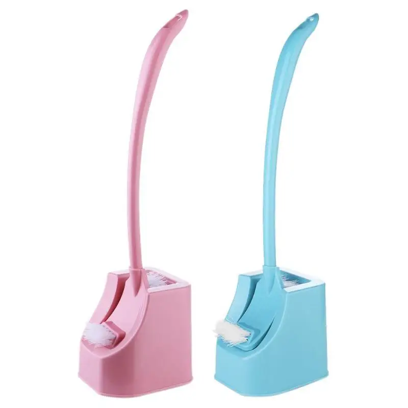 Двухсторонняя щетка для унитаза пластиковая длинная ручка чистки ванной комнаты