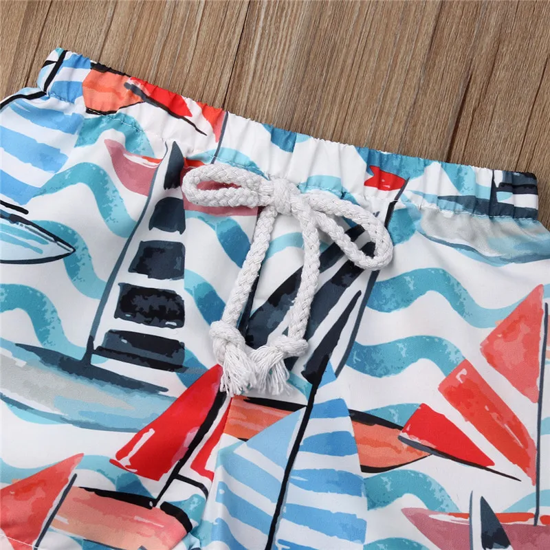 Детские шорты для мальчиков летние пляжные маленьких Гавайские с эластичным