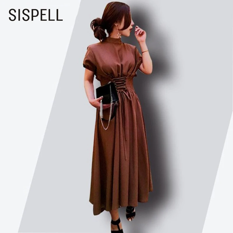 SISPELL женские Платья Туника со стоячим воротником Тонкая Повязка 2019 летнее платье