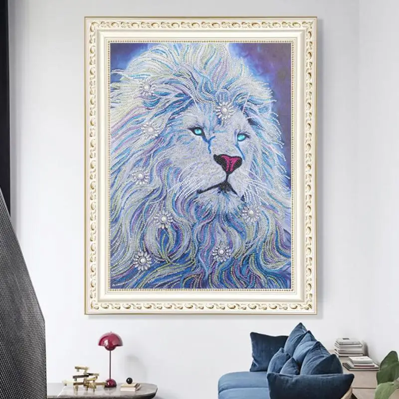 5D DIY Special Shaped Diamond Painting Lion Cross Stitch Embroidery Kits Mosaic Home Wall Decoration | Дом и сад