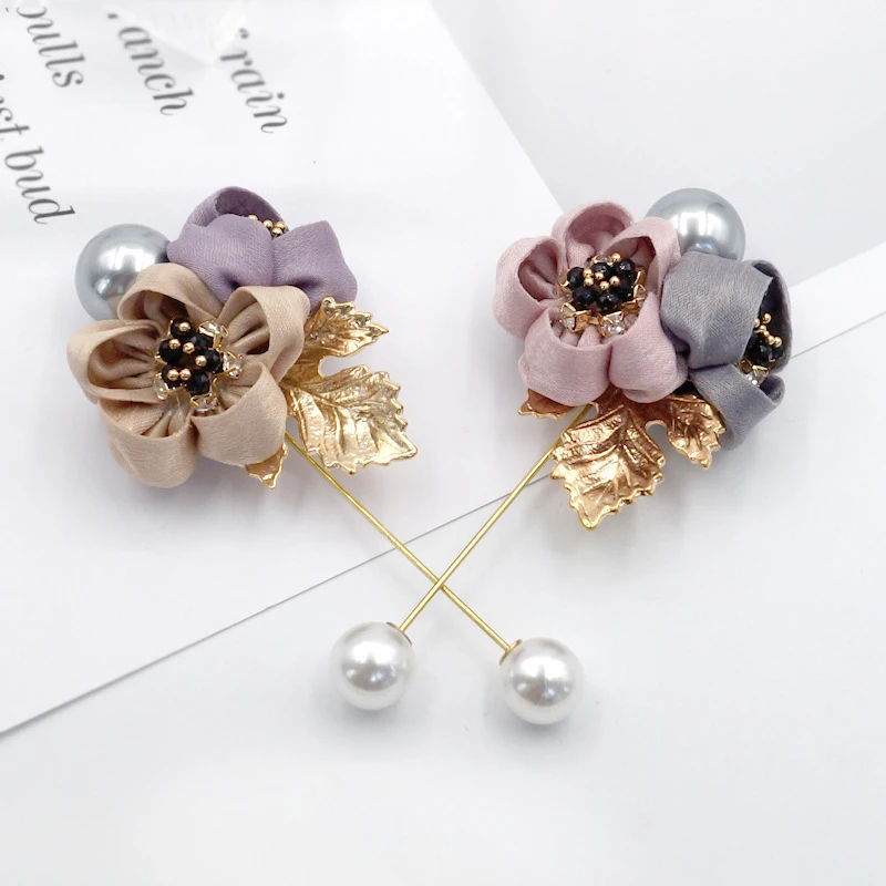 New Arrival Brooch Flower Women Ladies Shawl Unique Party Jewelry Accessories Cardigan Cloth Art Pearl Fabric 1PC Shirt | Украшения и