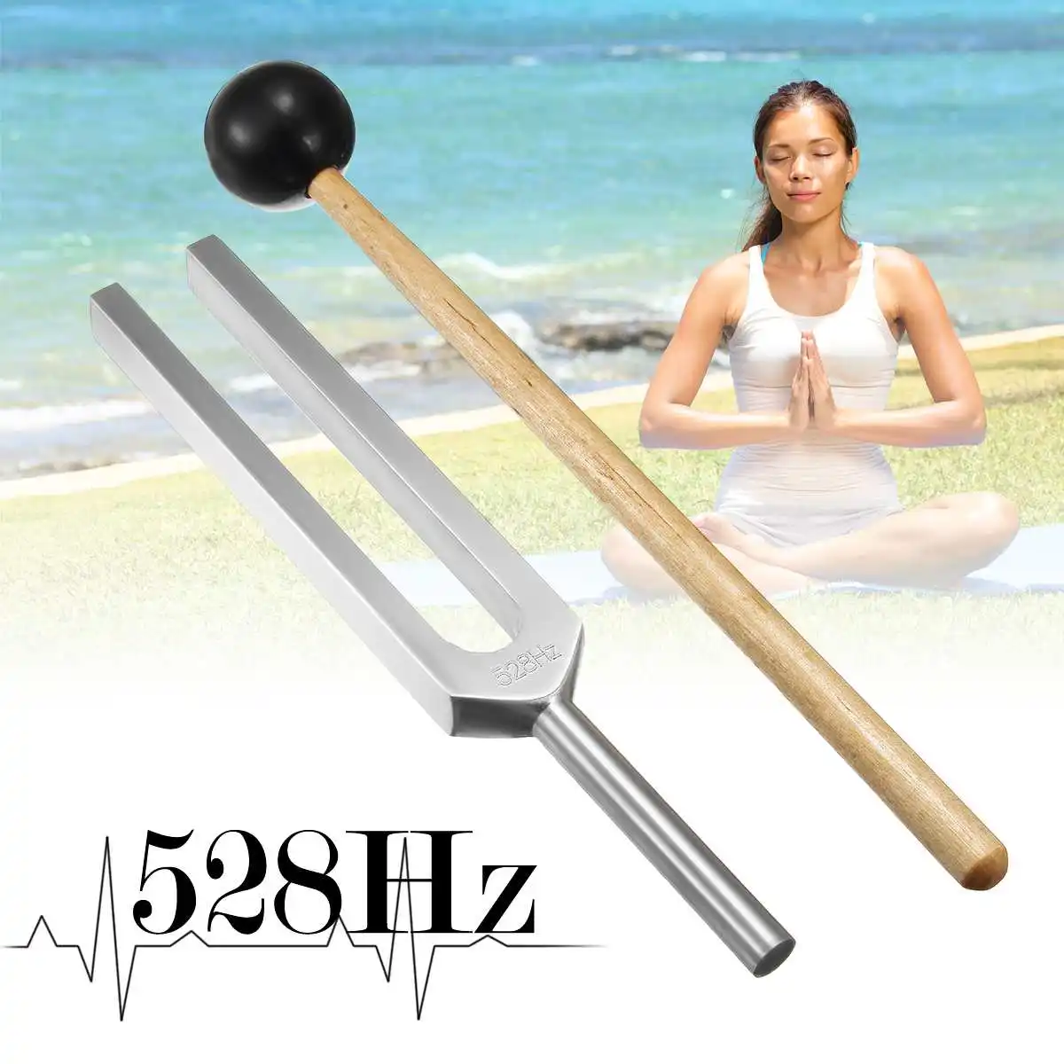 Zeast 528HZ алюминиевая медицинская тюнинговая вилка, чакра, молоток, шаровая диагностическая вилка с молотком, набор для тестирования неровной системы, тюнинговая вилка