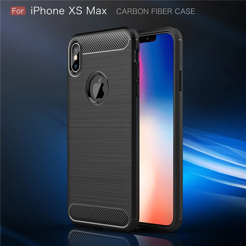 Чехол из углеродного волокна для iPhone X XR XS Max 8 7 6 6S Plus силиконовый мягкий легкий