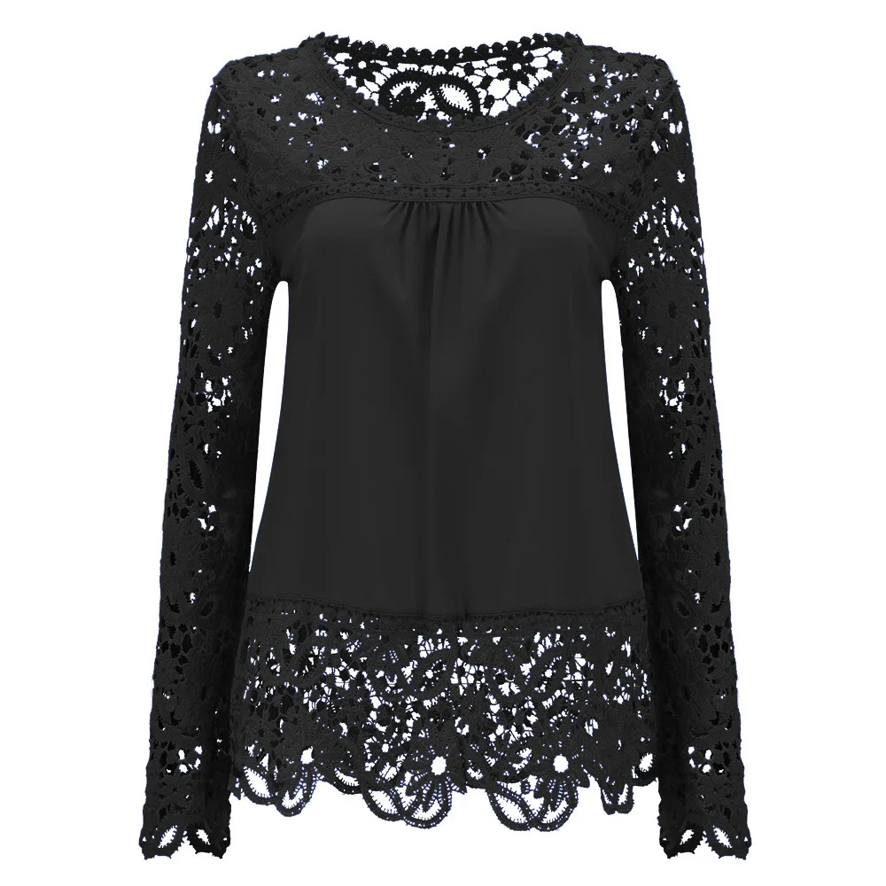 Блузка женская летняя с длинным рукавом и О образным вырезом|shirt top|blouse shirtlong-sleeved