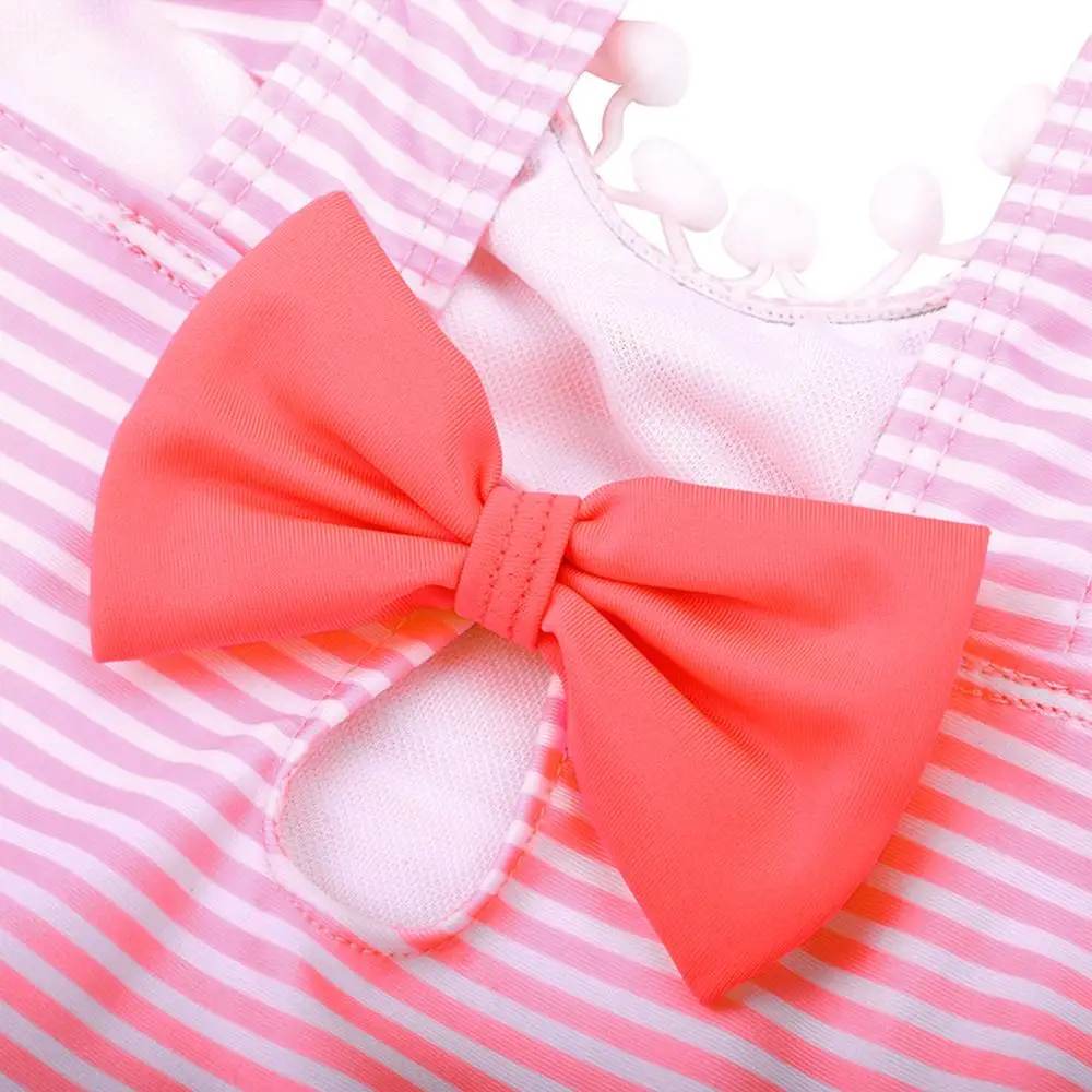 Купальный костюм для девочек Летний Пляжный Цельный Детский купальник в полоску