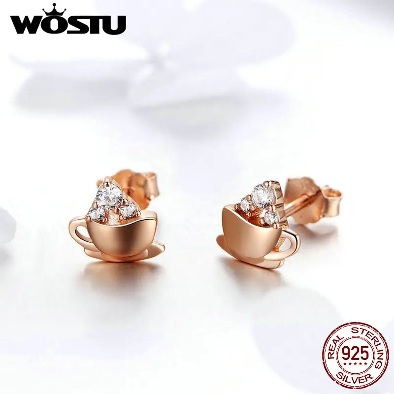 Женские серьги гвоздики WOSTU из стерлингового серебра 925 пробы модные