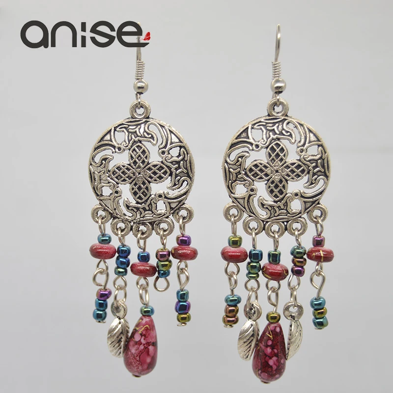Женские серьги-подвески с кисточками Anise ретро-полые геометрические серьги