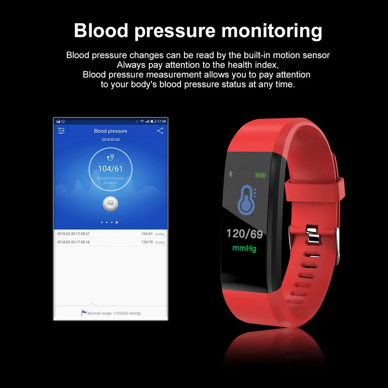 KEBIDU ID115 Plus LED Smart Bracelet Waterproof Pedometer Blood Pressure Monitor Heart Rate Fitness Tracker Running | Электроника