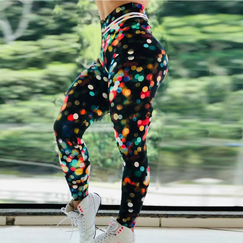 Women Rainbow Print Seamless Leggings sport femme Yoga Pants High Waist Elastic Running Fitness Slim Pants Push Up Gym Leggings