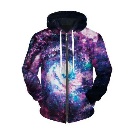 Funny Printed 3D Men Hooded Sweatshirts Autumn Winter Hoodies Galaxy Night Pullover Fashion Casual Coat Outwear | Мужская одежда