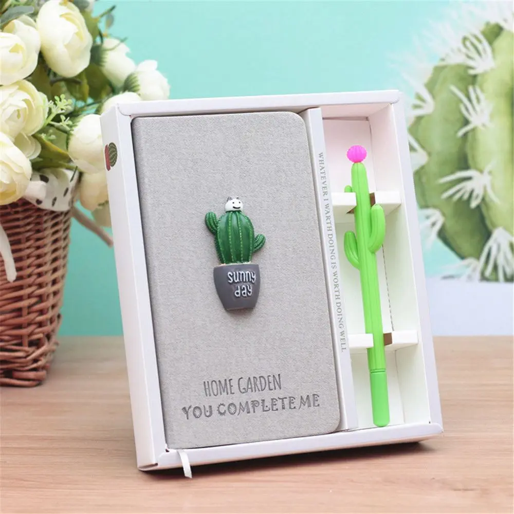 

1pc Cartoon Cactus Notebook with Pen Kawaii Stationery Cute Diary Planner Journal Pocket Book Students Gifts Office Supplies