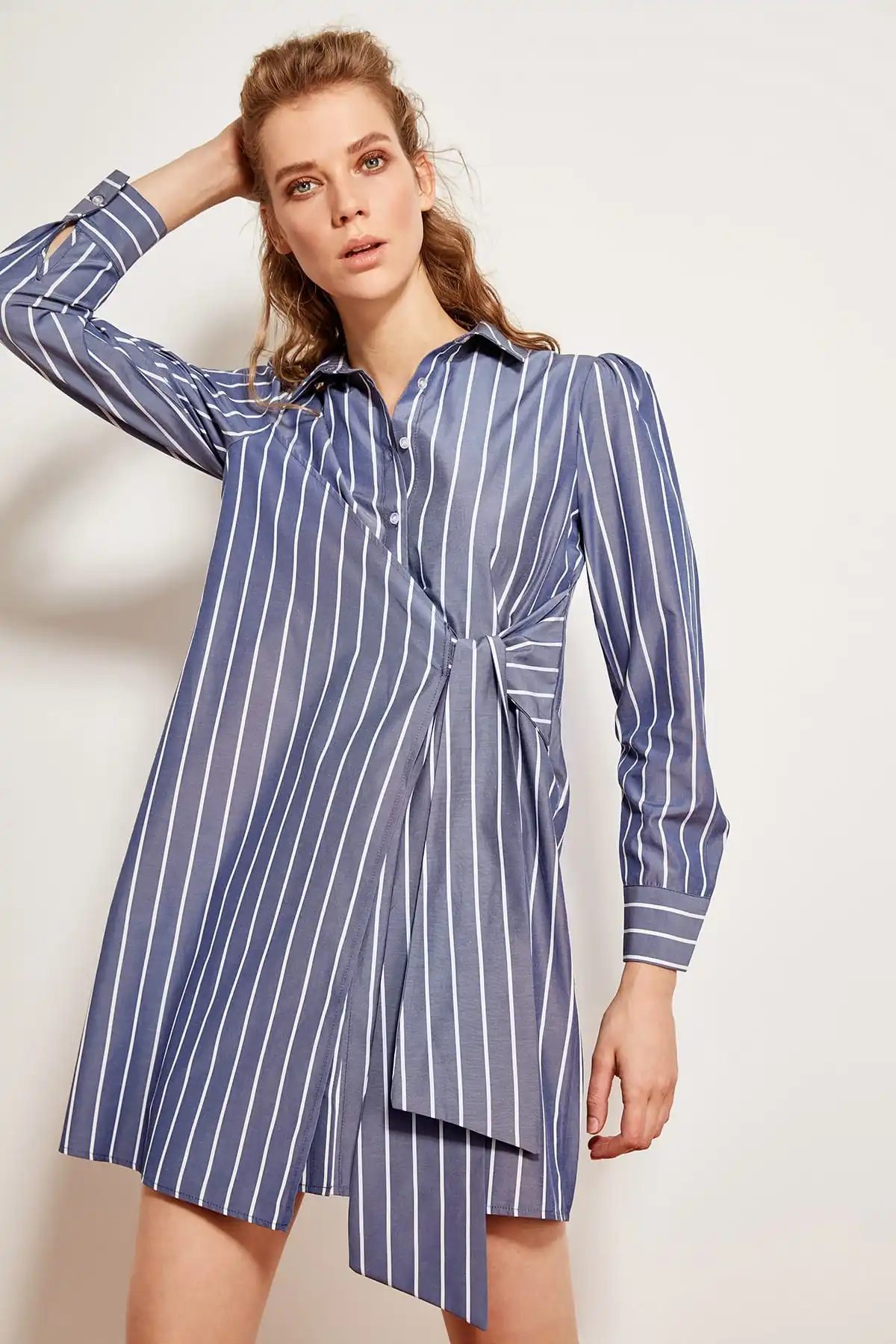 Trendyol Advanced Linking blue платье рубашка TCLSS19EH0028|Женские платья| |