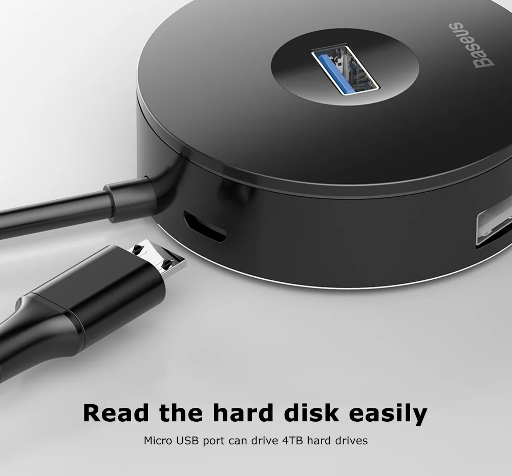 Baseus круглый блок концентратор адаптер 3 USB 0 порты 2 индикаторная лампа в ночное