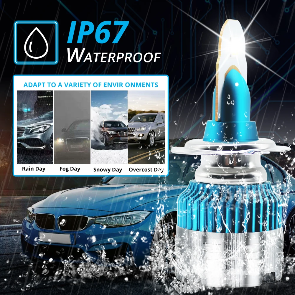 2шт H7 светодиодный лампы для фар H3 H4 H1 H11 H13 880 9004 9005 9006 9007 9012 Mi2 CSP Y19 автомобильный