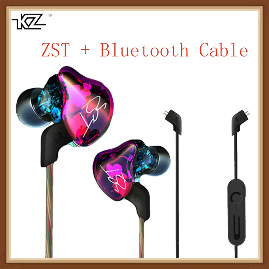 KZ ZST Hybrid Earphone Bluetooth+Wired 2 Cables Armature+Dynamic Drive HI-FI Bass Earphones for Sport Music Smart Phones Earbuds