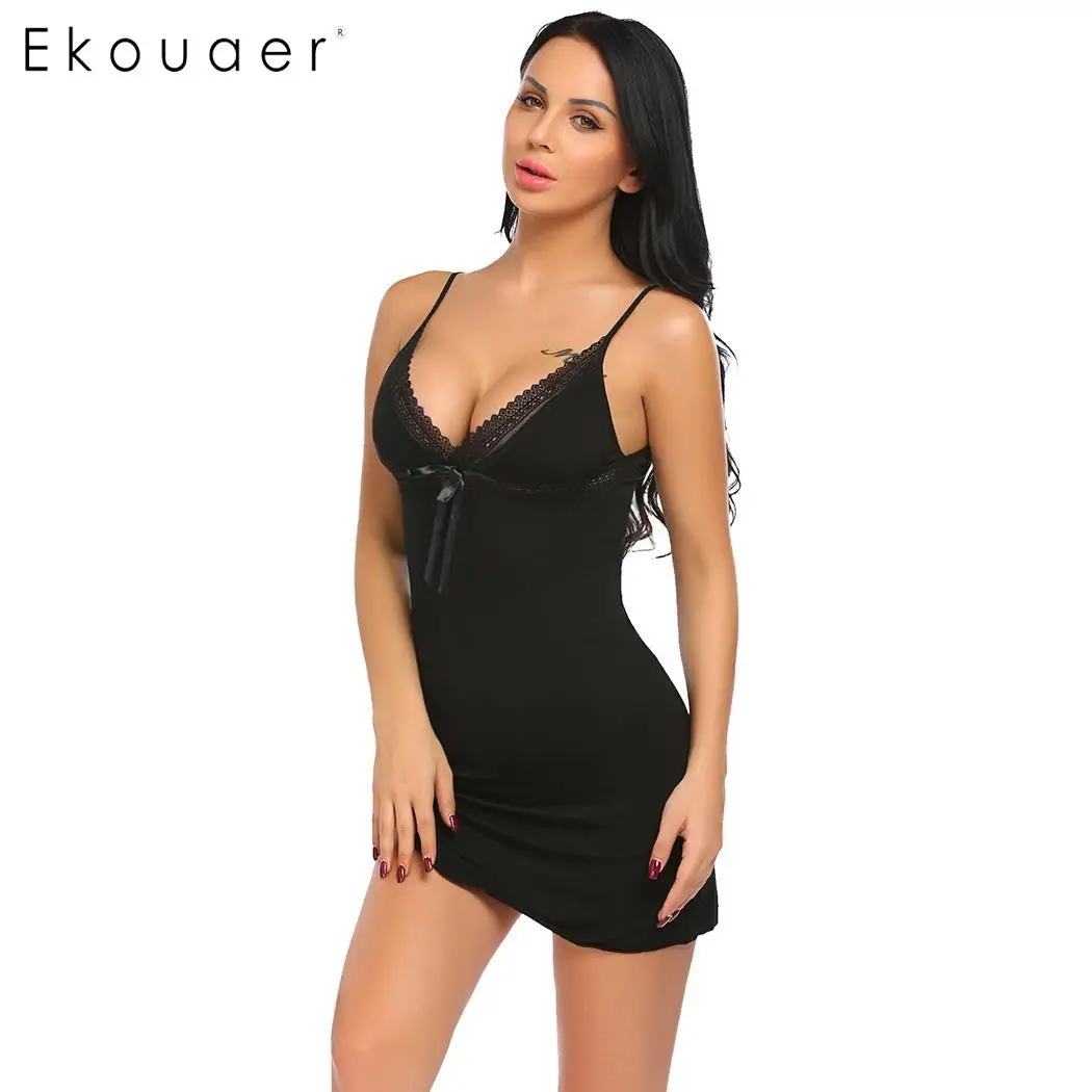 Ekouaer сексуальное ночное платье нижнее белье ночные рубашки для женщин Мини