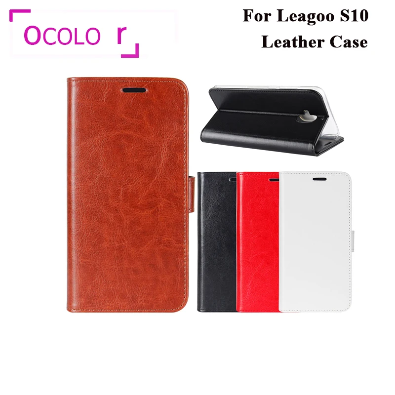 Ocolor для Leagoo S10 кожаный чехол с откидной крышкой наклейкой защитный карманом карт