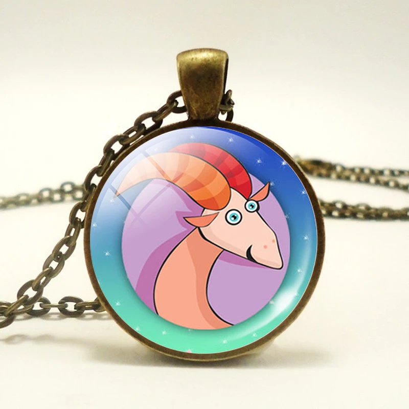 

Cartoon Anime Cute Logo 12 Zodiac Creative Pendant Metal Copper Necklace Aquarius, Sagittarius, Pisces