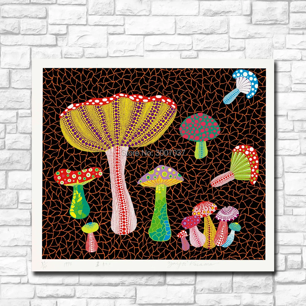 100% ручная роспись Kusama Yayoi toadstools картина для гостиной украшение дома маслом на