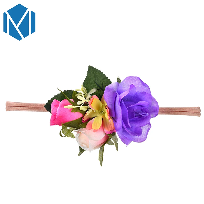 M MISM/эластичная повязка на голову с розами для новорожденных разноцветная
