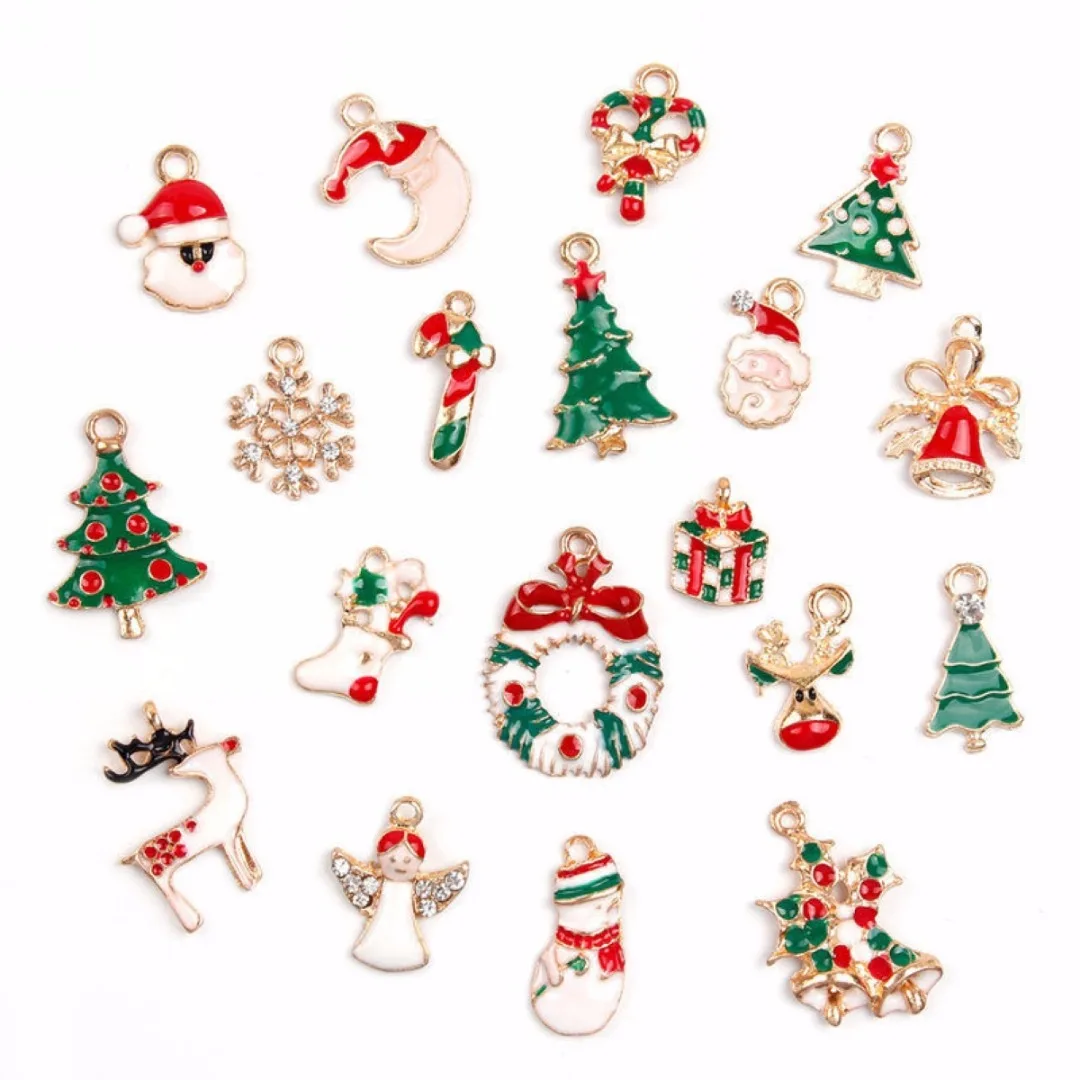 

DIY 19pcs Mixed Christmas Charms Set Jewellery Pendants Party Home Decor Metal Alloy