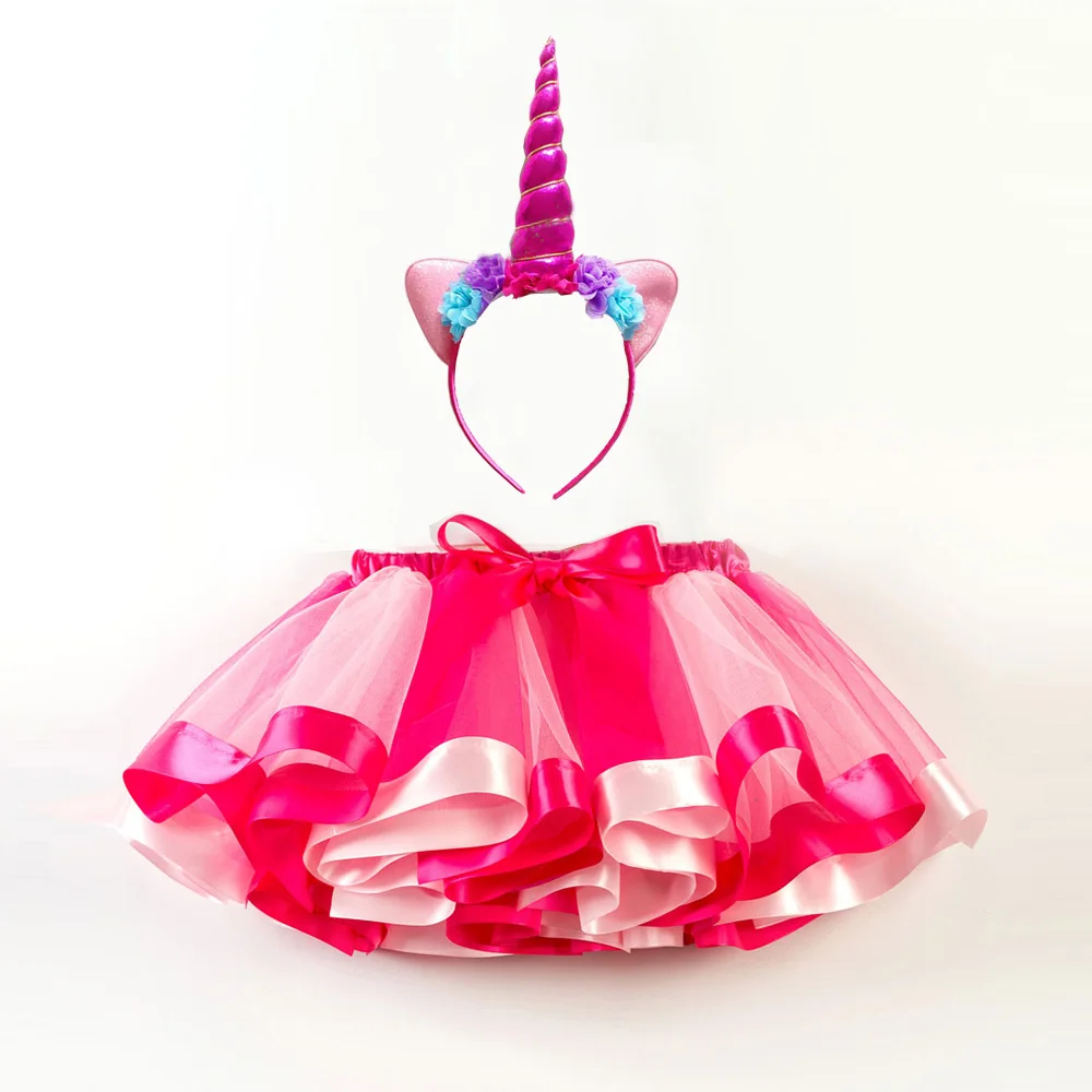Fashion Sweet Toddler Kids Baby Girls Clothes Tutu Skirt Outfits Cute Children Tulle + headband Rainbow | Детская одежда и обувь