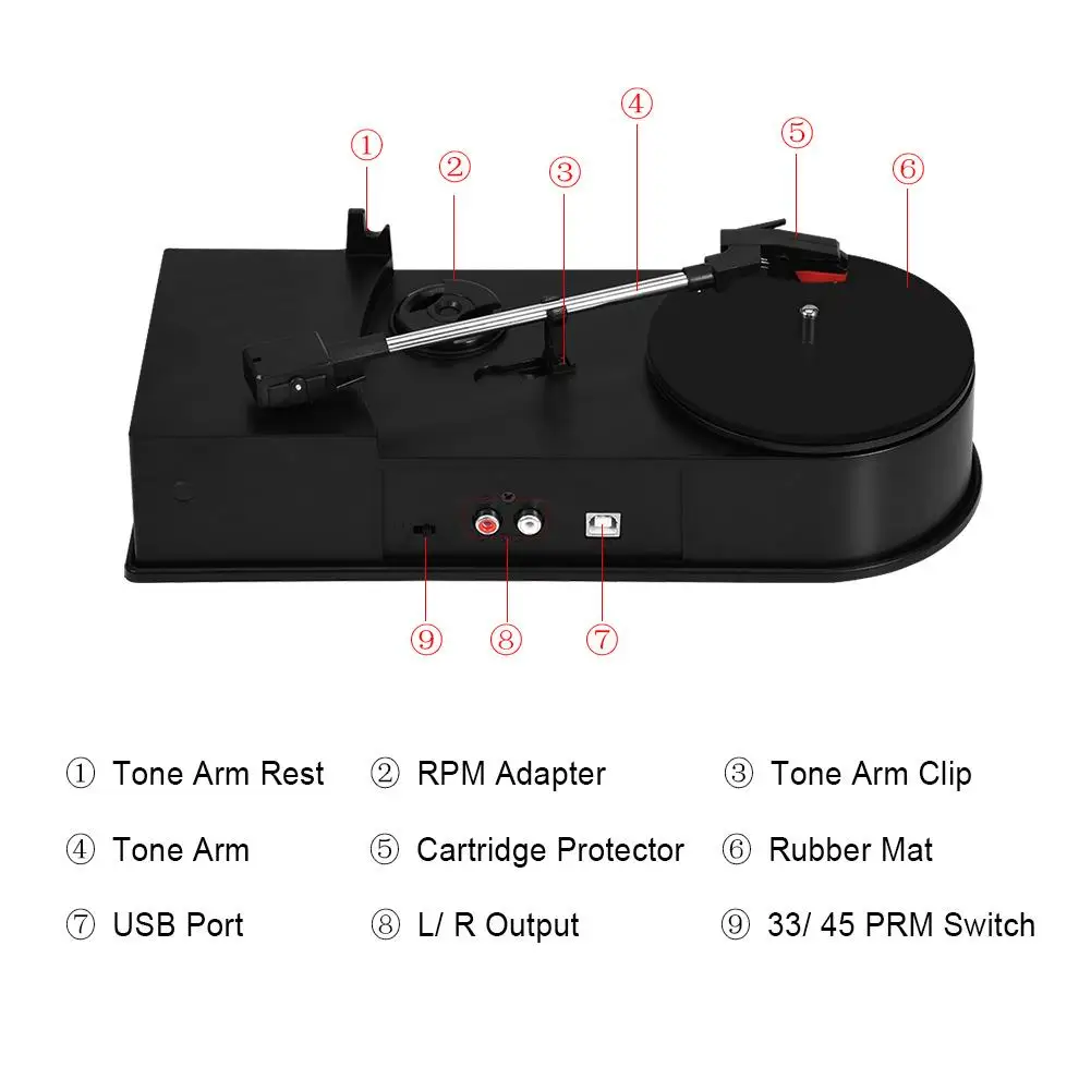 Мини Портативный USB 2 0 Поворотный ремень управляемая система LP Виниловый