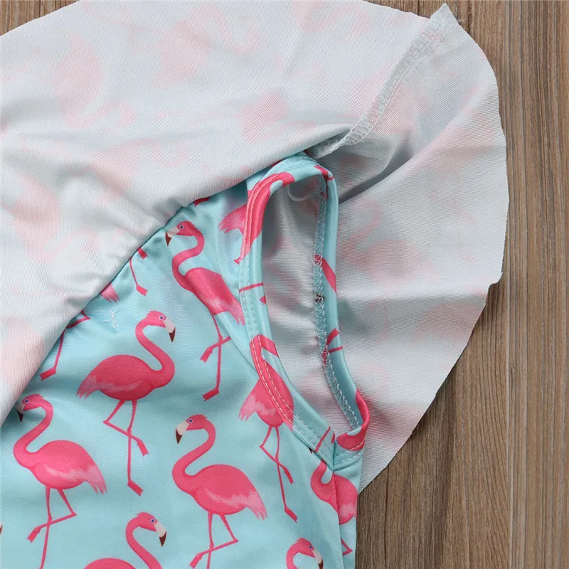 Бикини с принтом фламинго для маленьких девочек Новинка 2018 года комбинезон