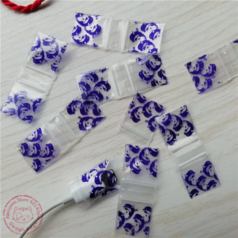 5858 фиолетовый Дельфин дизайн мини сумки Ziplock 100 шт микро пластиковые пакеты с