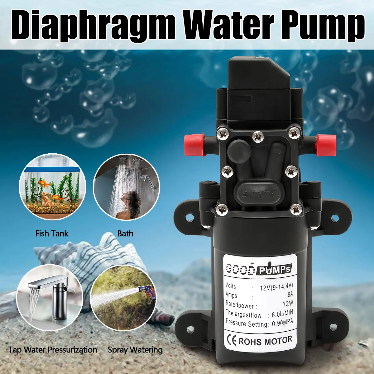 DC 12 В 130PSI 6 л/мин водяной мембранный насос высокого давления самовсасывающий насос автоматический переключатель