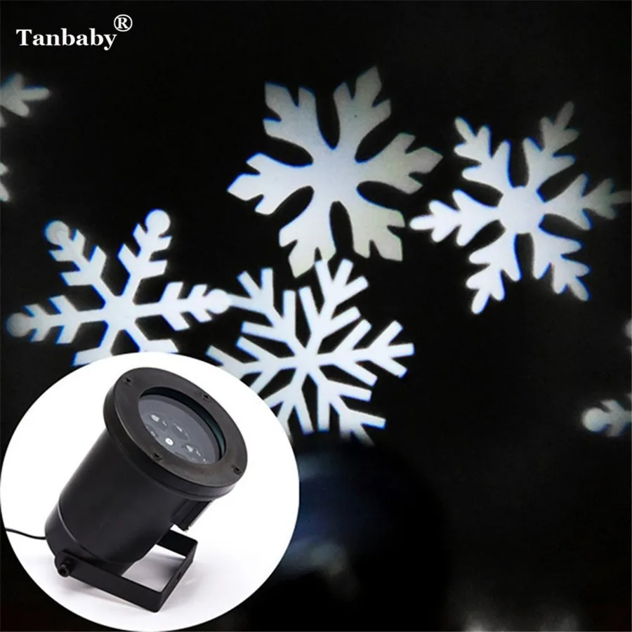 Laser Projector Waterproof Moving Snow Snowflake SpotLight Christmas New Year LED Stage Party Light Garden | Лампы и освещение