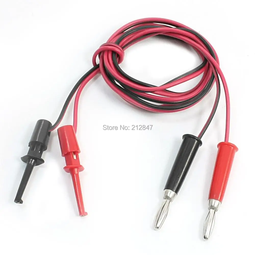 

Pair Test Hook Clip to Straight Banana Plug Connector Lead Cable 1M