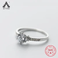 factory price 100 925 sterling silver fashion minimalism round diamond ring fine jewelry for female