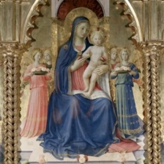 Мадонна и ребенок (детали из триптиха) Fra Angelico (ca.1400 1455/Italian) темпера на борту Pinacoteca