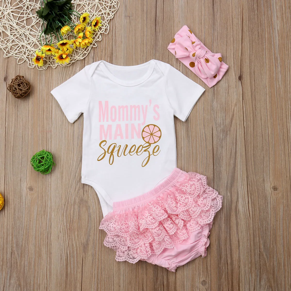 pudcoco 3PCS Newborn Baby Girl Party Outfit Clothes Tops Romper+Tutu Shorts Pant Set baby girl Headband short sleeve clothes set | Детская