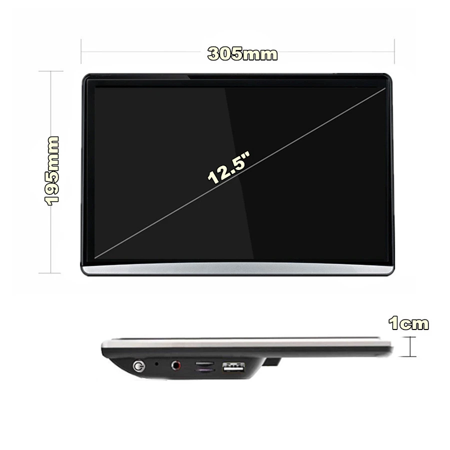 Монитор HD1080P на подголовник заднего сиденья 12 5 дюйма Android 7 1 2 + 16 ГБ Wi Fi BT