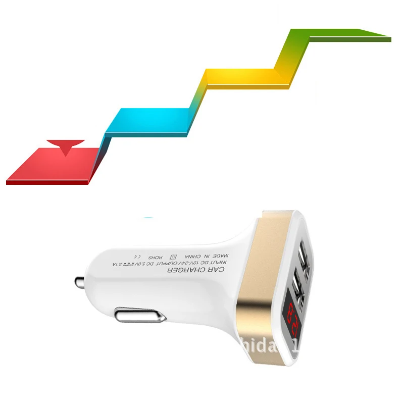 Двойной Переходник USB для зарядки в машине 5 3.1A цифровой светодиодный дисплей