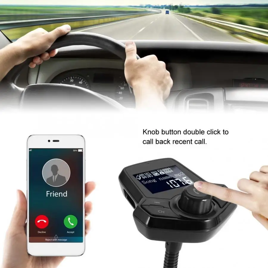 Автомобильное зарядное устройство QC3.0 BT с usb разъемом mp3 плеер адаптер для
