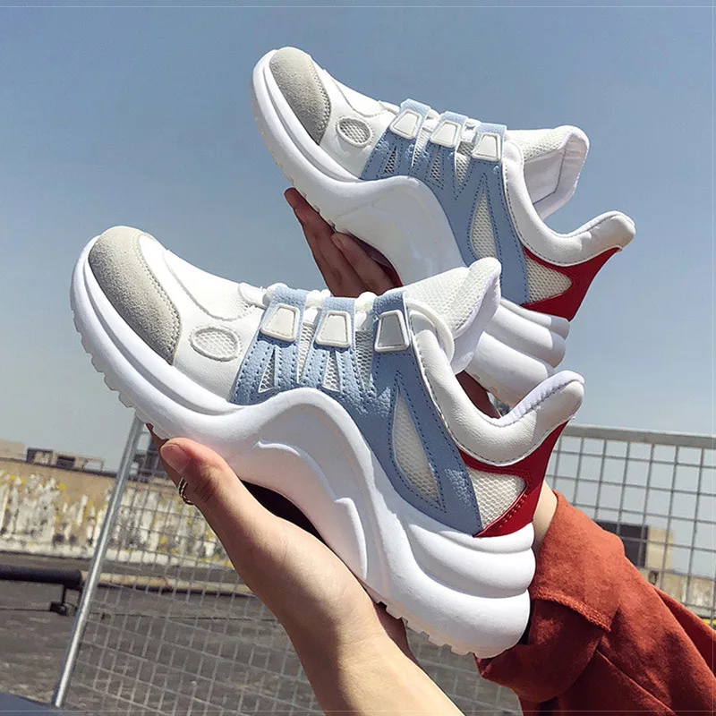 

Women Shoes White Chunky Sneakers 2019 Spring Women Vulcanized Shoes Fashion Trainers Baskets Sneakers Women Chaussures Femme