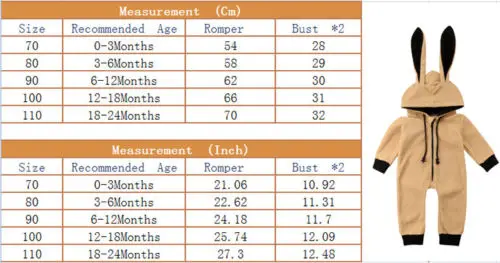 Newborn Baby Boys Girl Cute Bunny Ear Winter Jumpsuit Outfit Costume Romper Fleece Hooded Zipper Clothes |