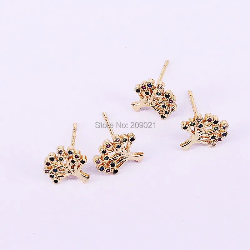 

8Pairs Wholesale Fashion Gold Electroplated Micro Pave CZ Zircon Stud Earrings For Women Jewelry Gift