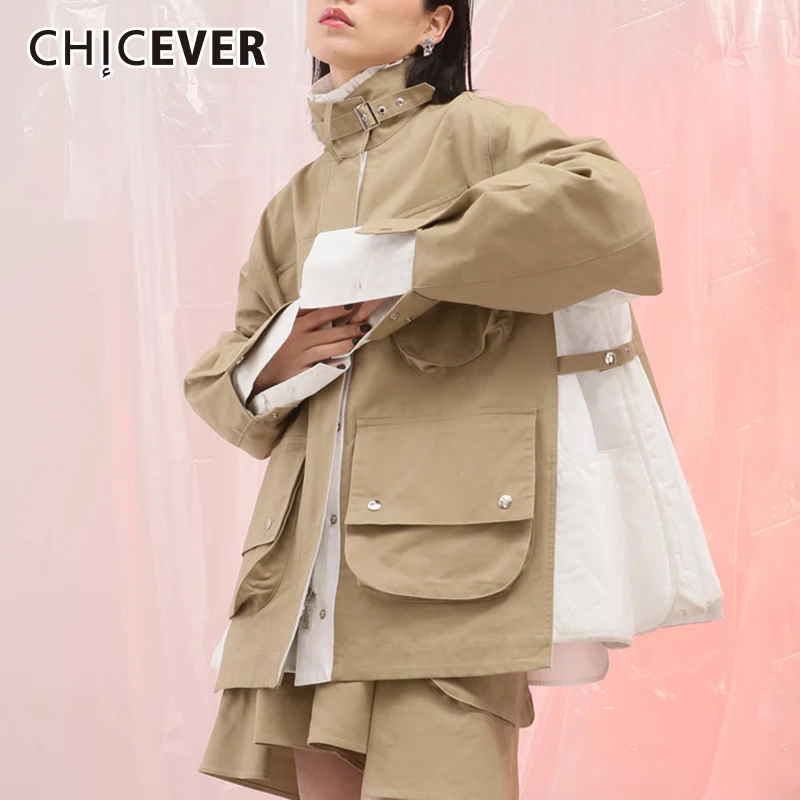 CHICEVER 2019 осенняя куртка для женщин пальто женское с длинным рукавом свободный