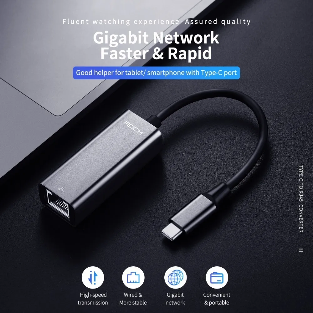 Rock Usb C Rj45 концентратор для Macbook Pro Chromebook usb type c к док станция Ethernet Lan адаптер сетевая